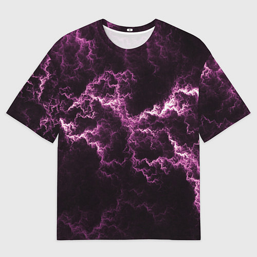 Мужская футболка оверсайз Lightning pink glow / 3D-принт – фото 1