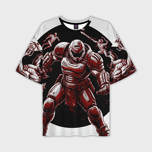Мужская футболка оверсайз Doom red guardian / 3D-принт – фото 1