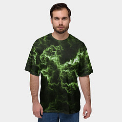 Футболка оверсайз мужская Lightning green glow, цвет: 3D-принт — фото 2