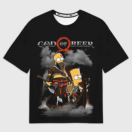 Мужская футболка оверсайз God of beer / 3D-принт – фото 1