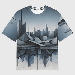 Футболка оверсайз мужская Небоскребы и скалы, цвет: 3D-принт