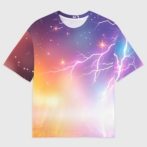 Мужская футболка оверсайз Магический фон с молниями и звездами / 3D-принт – фото 1