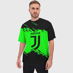 Футболка оверсайз мужская Juventus черные краски, цвет: 3D-принт — фото 2