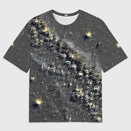 Мужская футболка оверсайз Тёмный серый абстракция звёзды / 3D-принт – фото 1