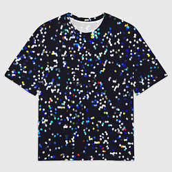 Мужская футболка оверсайз Чёрно-синий мозаика паттерн