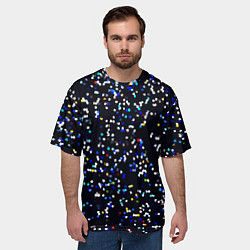 Футболка оверсайз мужская Чёрно-синий мозаика паттерн, цвет: 3D-принт — фото 2