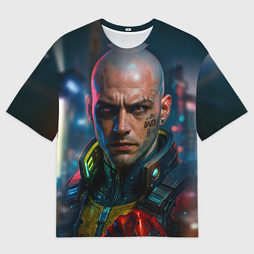 Мужская футболка оверсайз Мужчина в стиле киберпанка / 3D-принт – фото 1