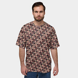 Футболка оверсайз мужская Тёмный розовый полосы узоры, цвет: 3D-принт — фото 2