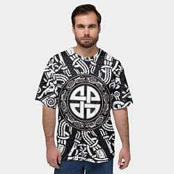 Футболка оверсайз мужская Узел защиты воинов и кельтские узоры, цвет: 3D-принт — фото 2