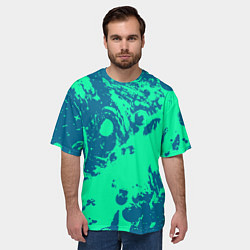 Футболка оверсайз мужская Сине-зелёный абстракция краски, цвет: 3D-принт — фото 2