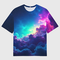 Футболка оверсайз мужская Неоновые космические облака, цвет: 3D-принт