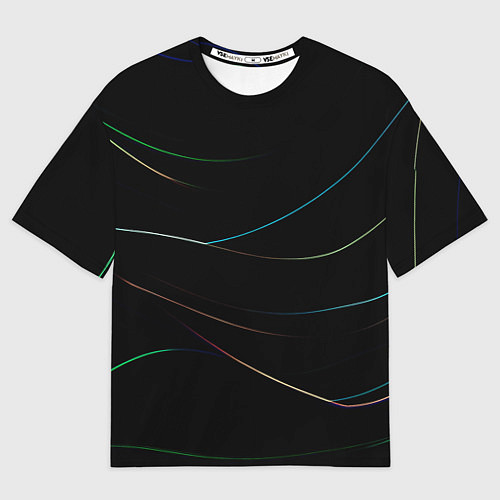 Мужская футболка оверсайз Чёрный с неоновыми полосами / 3D-принт – фото 1
