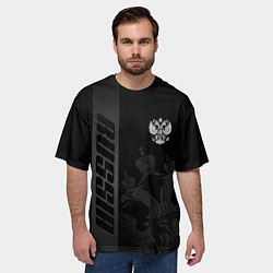Футболка оверсайз мужская Герб России - черный монохром, цвет: 3D-принт — фото 2