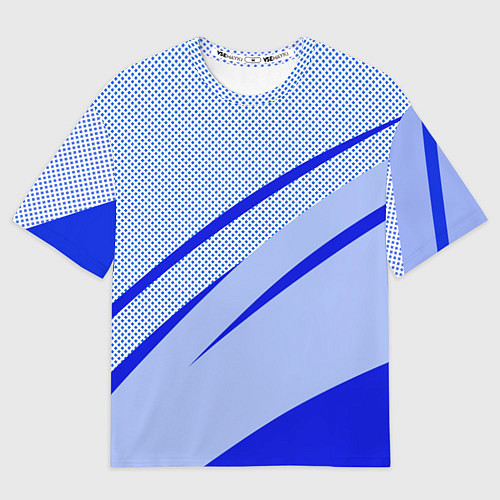 Мужская футболка оверсайз Светло-синий текстура с полосой / 3D-принт – фото 1