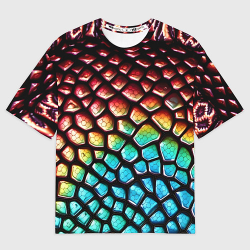 Мужская футболка оверсайз Макро кожа дракона / 3D-принт – фото 1