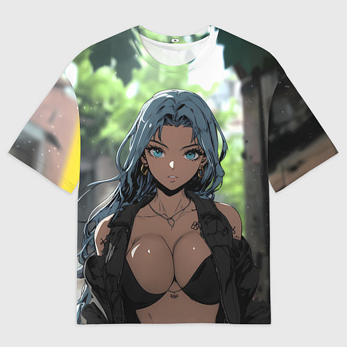 Мужская футболка оверсайз Смуглая девушка с большой грудью / 3D-принт – фото 1
