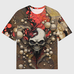 Футболка оверсайз мужская Зловещий череп с клыками, цвет: 3D-принт