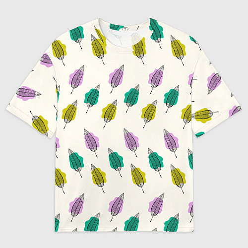 Мужская футболка оверсайз Листья на пятнах / 3D-принт – фото 1