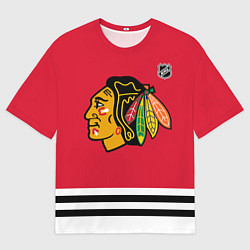 Футболка оверсайз мужская Бобби Халл - Чикаго Блэкхокс, цвет: 3D-принт