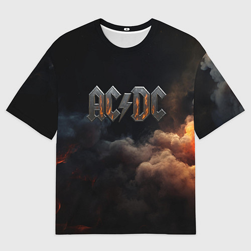 Мужская футболка оверсайз ACDC металлический лого / 3D-принт – фото 1