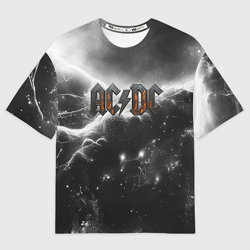 Мужская футболка оверсайз ACDC металлический лого черно-белая текстура / 3D-принт – фото 1