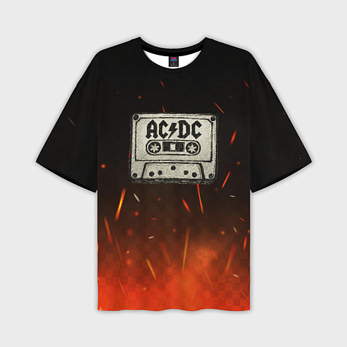 Мужская футболка оверсайз ACDC лого на кассете / 3D-принт – фото 1