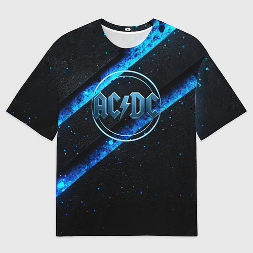 Мужская футболка оверсайз ACDC черно-синяя текстура / 3D-принт – фото 1