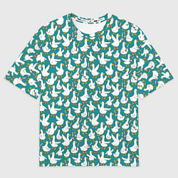 Футболка оверсайз мужская Злой гусь узор, цвет: 3D-принт