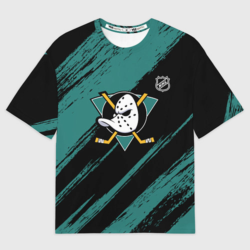 Мужская футболка оверсайз Анахайм Дакс - зеленая краска / 3D-принт – фото 1