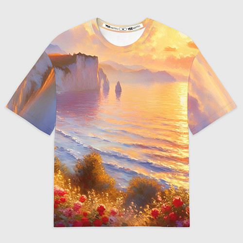 Мужская футболка оверсайз Рассветный залив / 3D-принт – фото 1