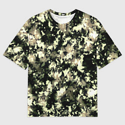 Мужская футболка оверсайз Пятнистый чёрно-бежевый