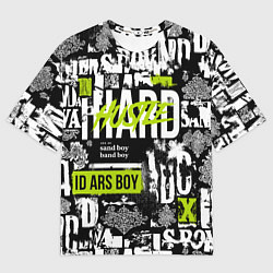 Футболка оверсайз мужская Паттерн с надписями хасл, цвет: 3D-принт