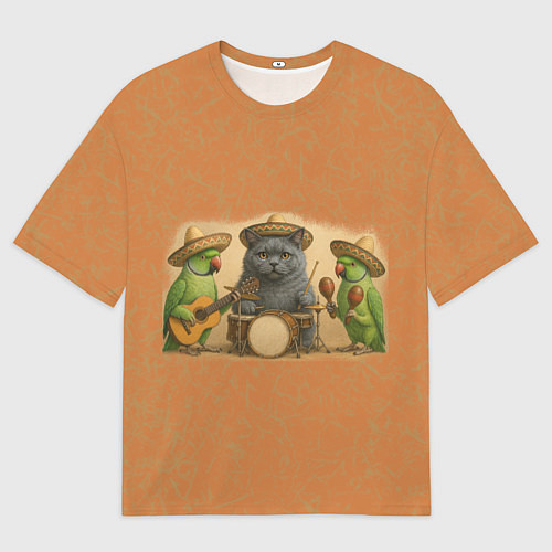 Мужская футболка оверсайз Надежды маленький оркестрик в оранжевом / 3D-принт – фото 1