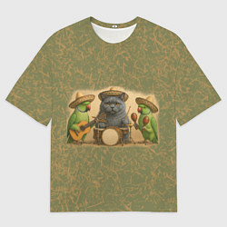 Футболка оверсайз мужская Надежды маленький оркестрик в оливковом, цвет: 3D-принт