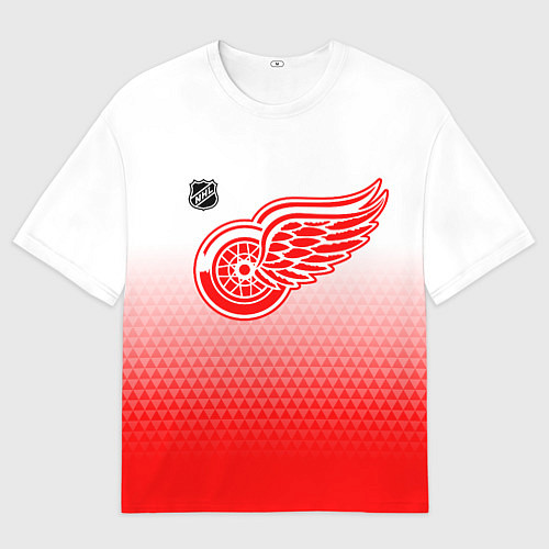 Мужская футболка оверсайз Детройт Ред Уингз - красно белый градиент / 3D-принт – фото 1