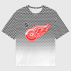 Футболка оверсайз мужская Детройт Ред Уингз - геометрический градиент, цвет: 3D-принт