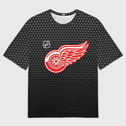 Футболка оверсайз мужская Детройт Ред Уингз - черные треугольники, цвет: 3D-принт