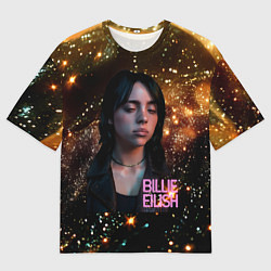 Мужская футболка оверсайз Билли Айлиш с блестками на фоне