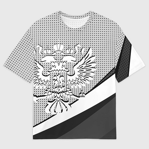 Мужская футболка оверсайз Герб России серый текстурный / 3D-принт – фото 1