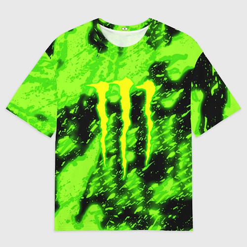 Мужская футболка оверсайз Monster energy кислотное лого / 3D-принт – фото 1