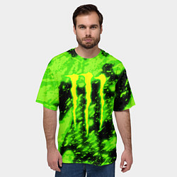 Футболка оверсайз мужская Monster energy кислотное лого, цвет: 3D-принт — фото 2