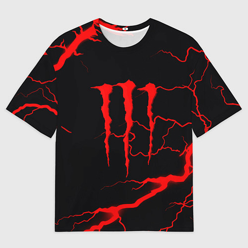 Мужская футболка оверсайз Monster energy storm red / 3D-принт – фото 1