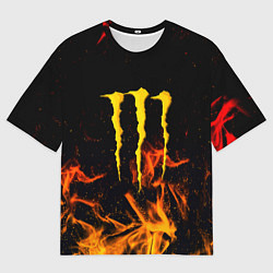Футболка оверсайз мужская Monster energy orange fire, цвет: 3D-принт