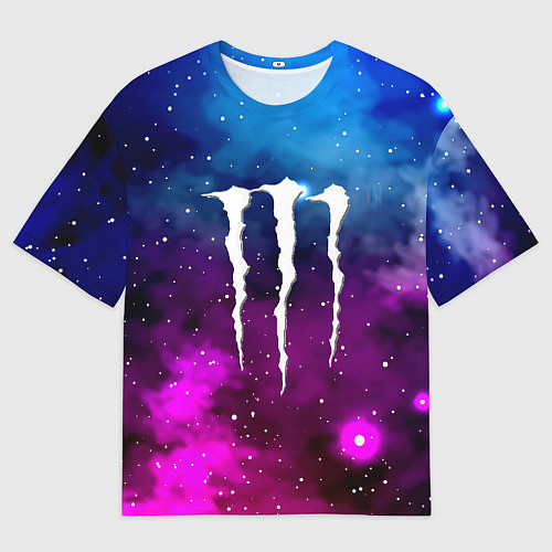 Мужская футболка оверсайз Monster energy neon space / 3D-принт – фото 1
