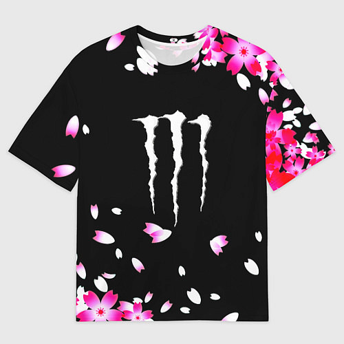 Мужская футболка оверсайз Monster energy sakura / 3D-принт – фото 1
