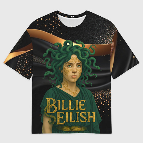 Мужская футболка оверсайз Билли Айлиш в образе Гаргоны / 3D-принт – фото 1
