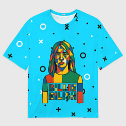 Футболка оверсайз мужская Билли Айлиш из разноцветной мозаики, цвет: 3D-принт