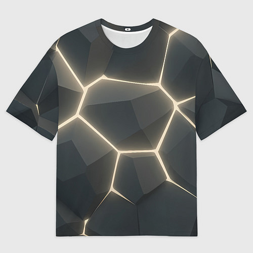 Мужская футболка оверсайз Объемные серые плиты / 3D-принт – фото 1