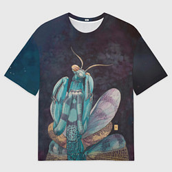 Футболка оверсайз мужская Богомол акварельный, цвет: 3D-принт