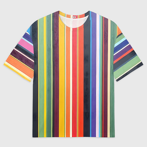 Мужская футболка оверсайз Разноцветная полоска / 3D-принт – фото 1